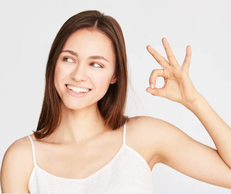 Lady with O Sign in hand